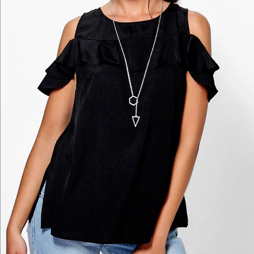 Lulu’s Women’s Blouse Black Open Shoulder Size S